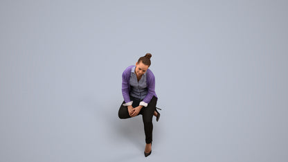 realistic 3D people woman business sitting, render-ready for V-Ray and Corona, FBX OBJ, back view render