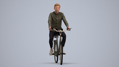 realistic 3D human man casual cycling, archviz people FBX OBJ for Blender, standing pose render