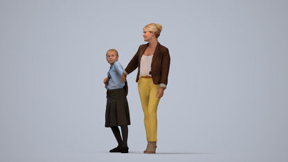 realistic 3D people girl kids, render-ready for V-Ray and Corona, FBX OBJ, top-down view render