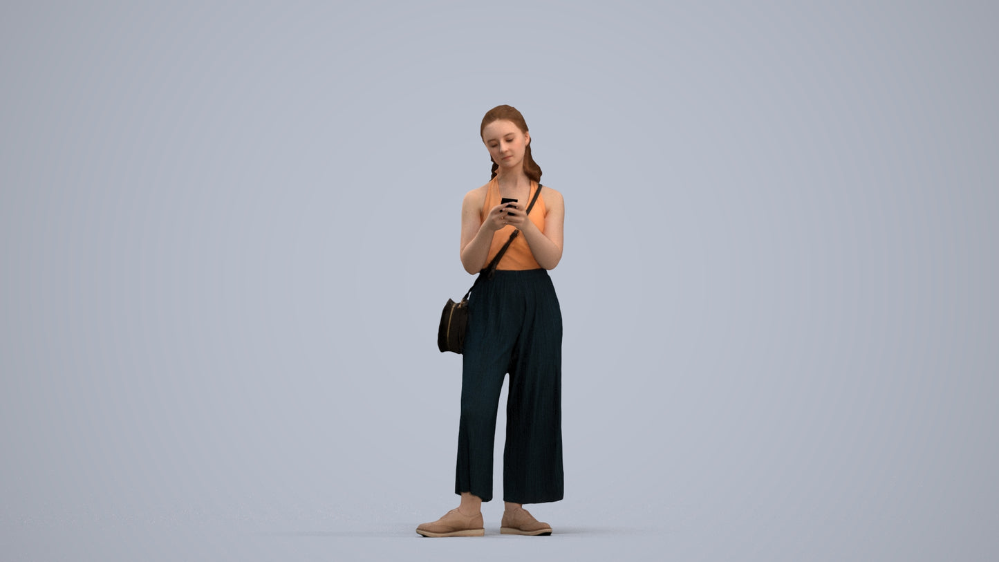 realistic 3D people girl casual kids, render-ready for V-Ray and Corona, FBX OBJ, standing pose render