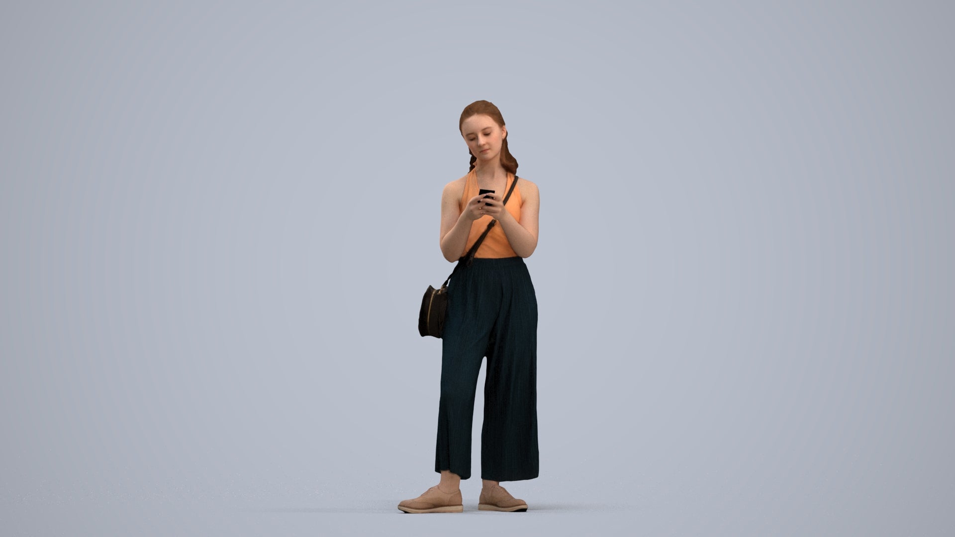 realistic 3D people girl casual kids, render-ready for V-Ray and Corona, FBX OBJ, standing pose render