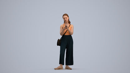 realistic 3D people girl casual kids, render-ready for V-Ray and Corona, FBX OBJ, standing pose render