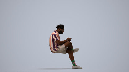 realistic 3D people man casual sitting, render-ready for V-Ray and Corona, FBX OBJ, side view render
