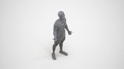 realistic 3D human man casual standing, archviz people FBX OBJ for Blender, wireframe three-quarter view