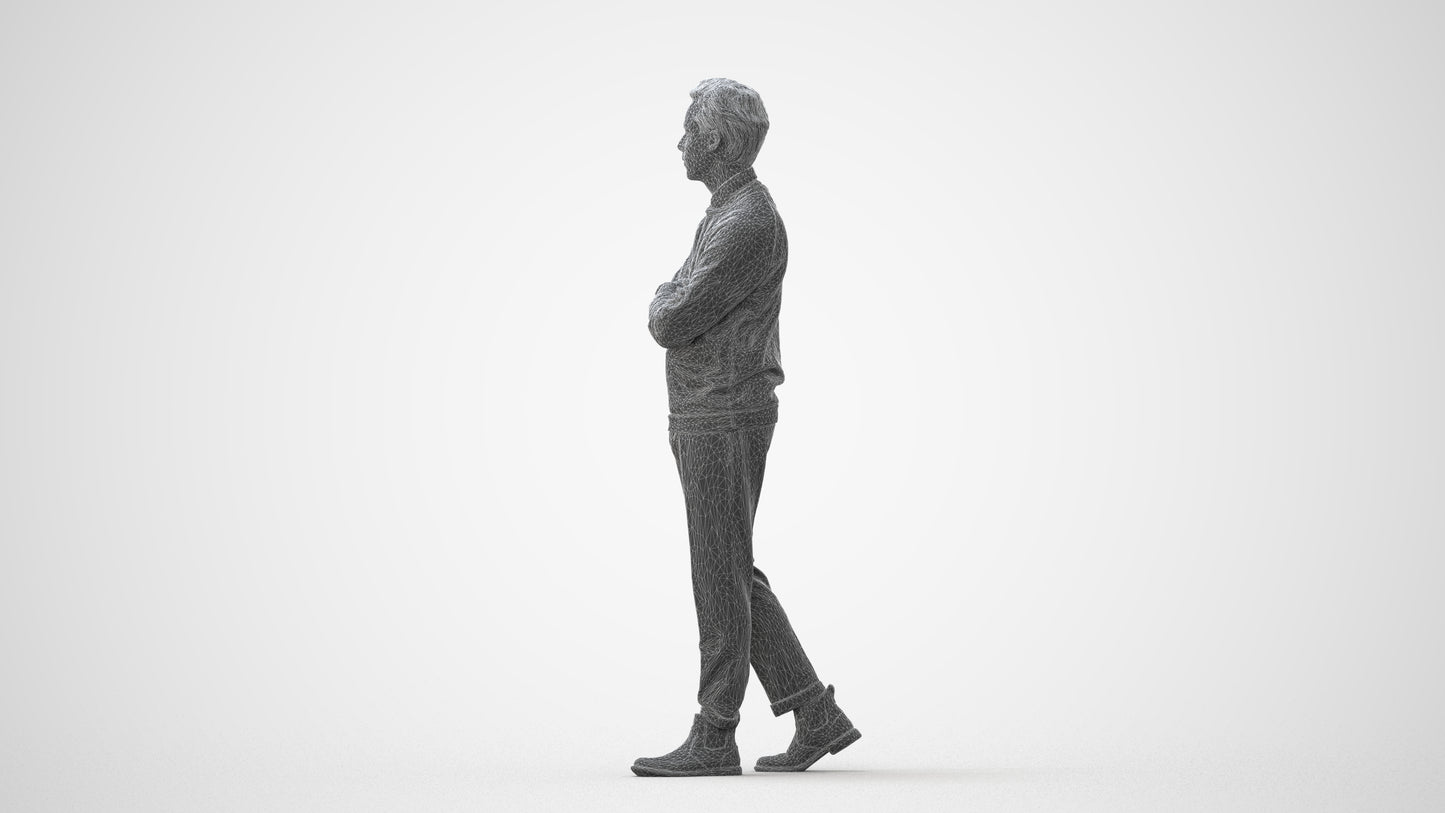 3D people model man casual walking, scanned human for 3ds Max rendering, square thumbnail