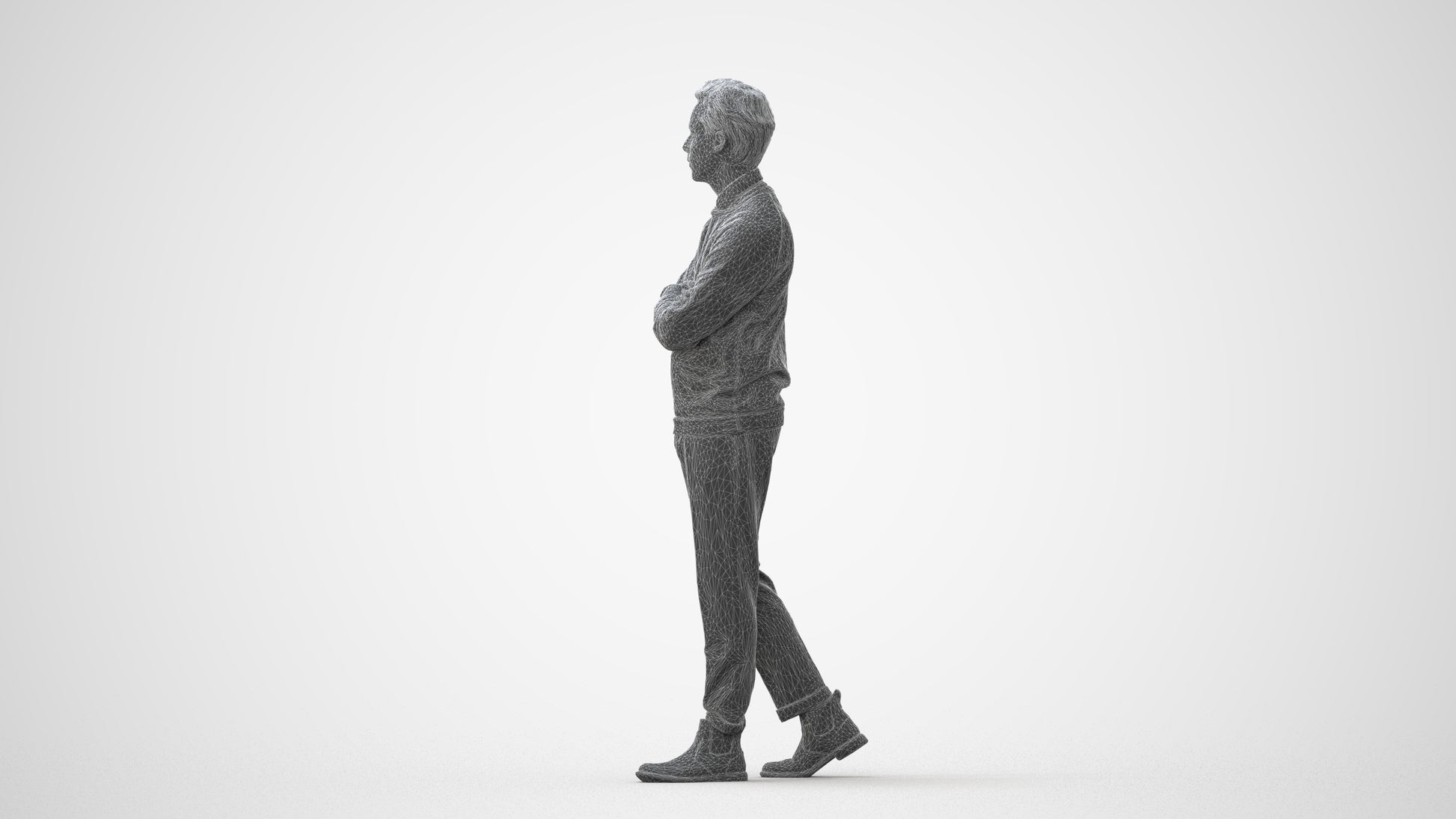 3D people model man casual walking, scanned human for 3ds Max rendering, square thumbnail