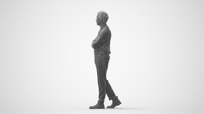 3D people model man casual walking, scanned human for 3ds Max rendering, square thumbnail