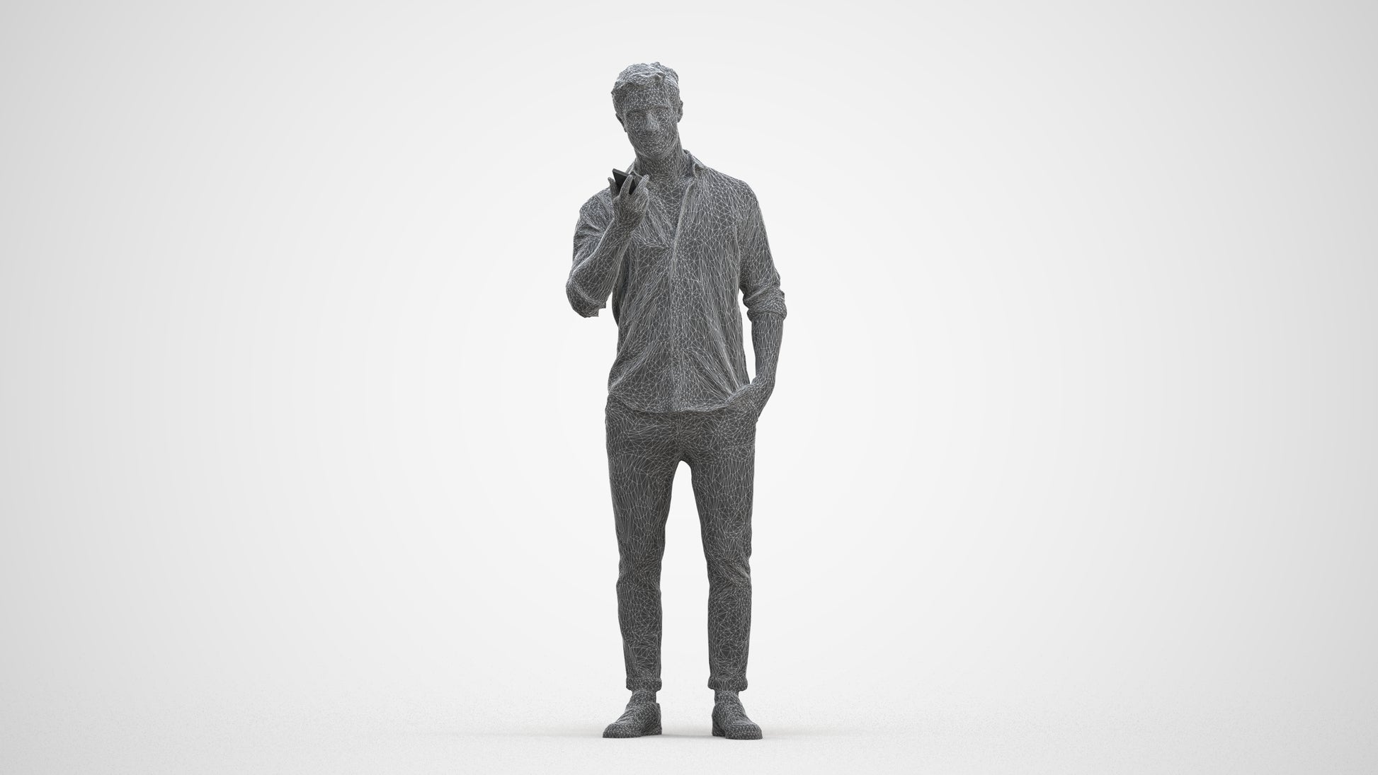 scanned 3D man casual standing, photogrammetry people for Enscape and V-Ray, three-quarter front view render