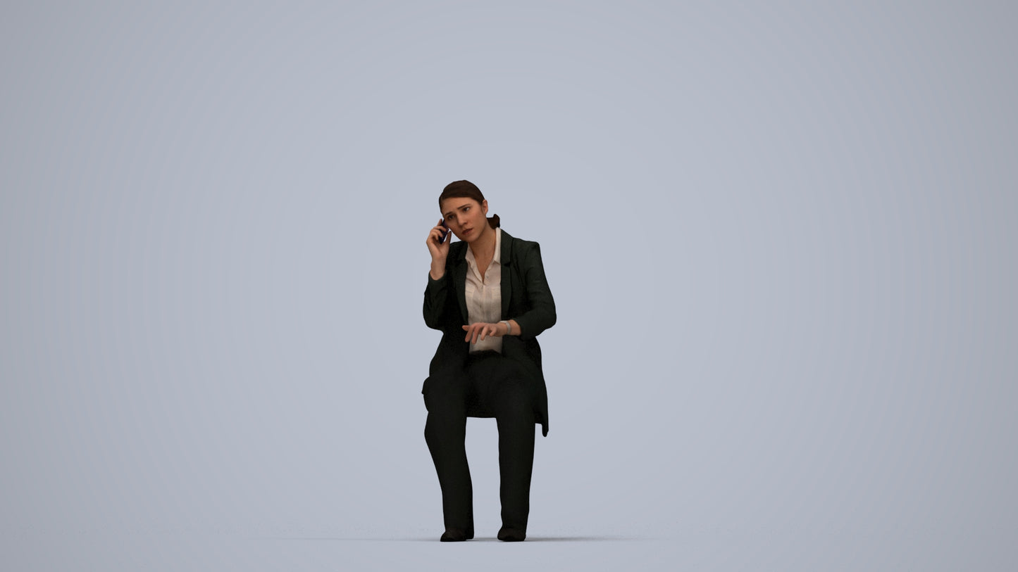 scanned 3D woman business, photogrammetry people for Enscape and V-Ray, top-down view render