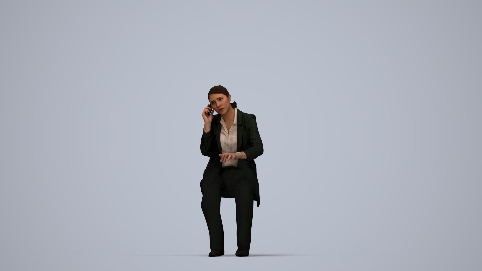 scanned 3D woman business, photogrammetry people for Enscape and V-Ray, top-down view render