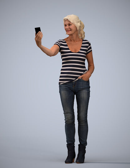 photogrammetry 3D senior woman casual standing, realistic human model archviz FBX