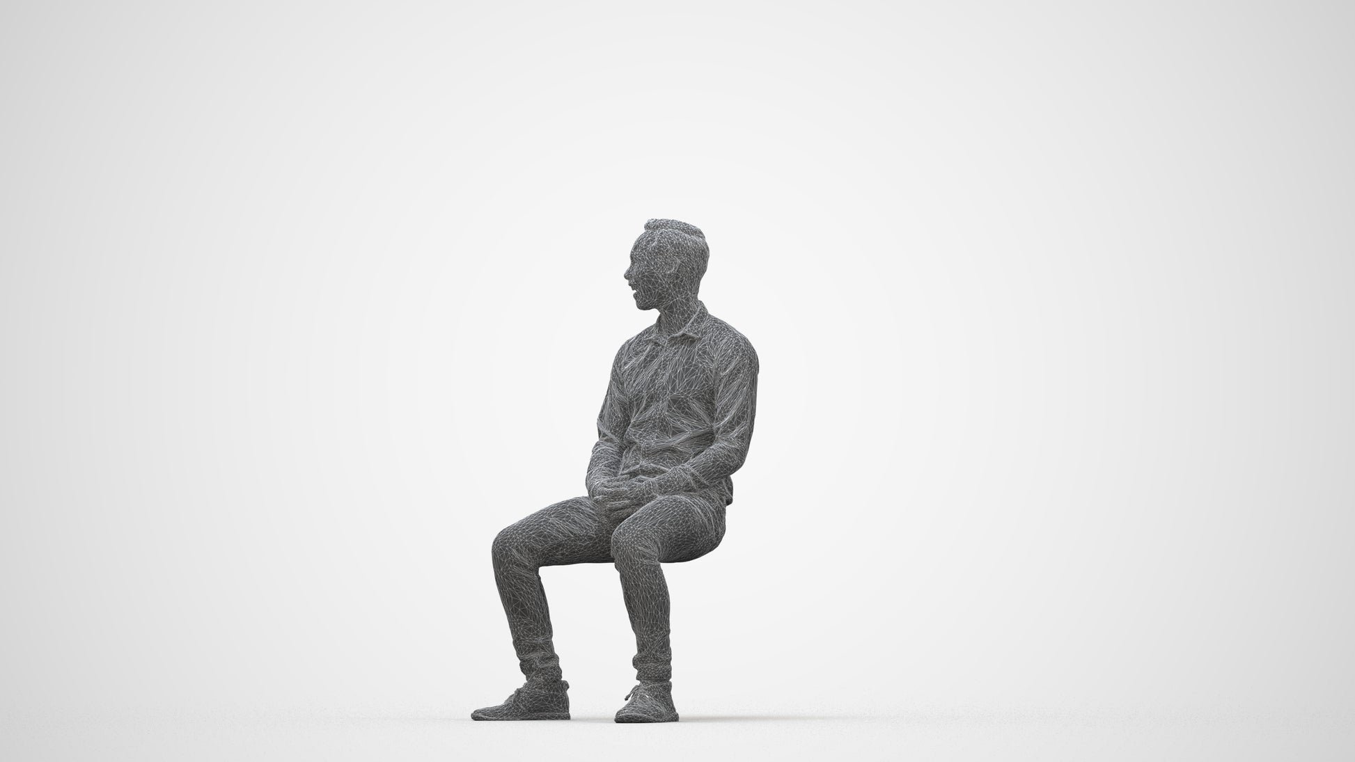 realistic 3D people man casual pool, render-ready for V-Ray and Corona, FBX OBJ, wireframe back view