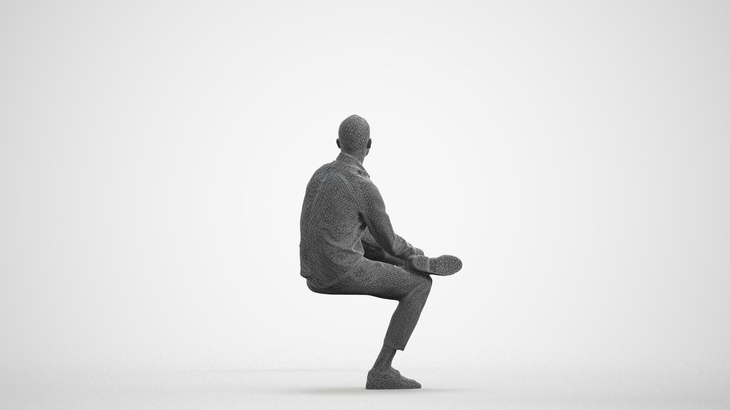 scanned 3D man business, photogrammetry people for Enscape and V-Ray, wireframe front view