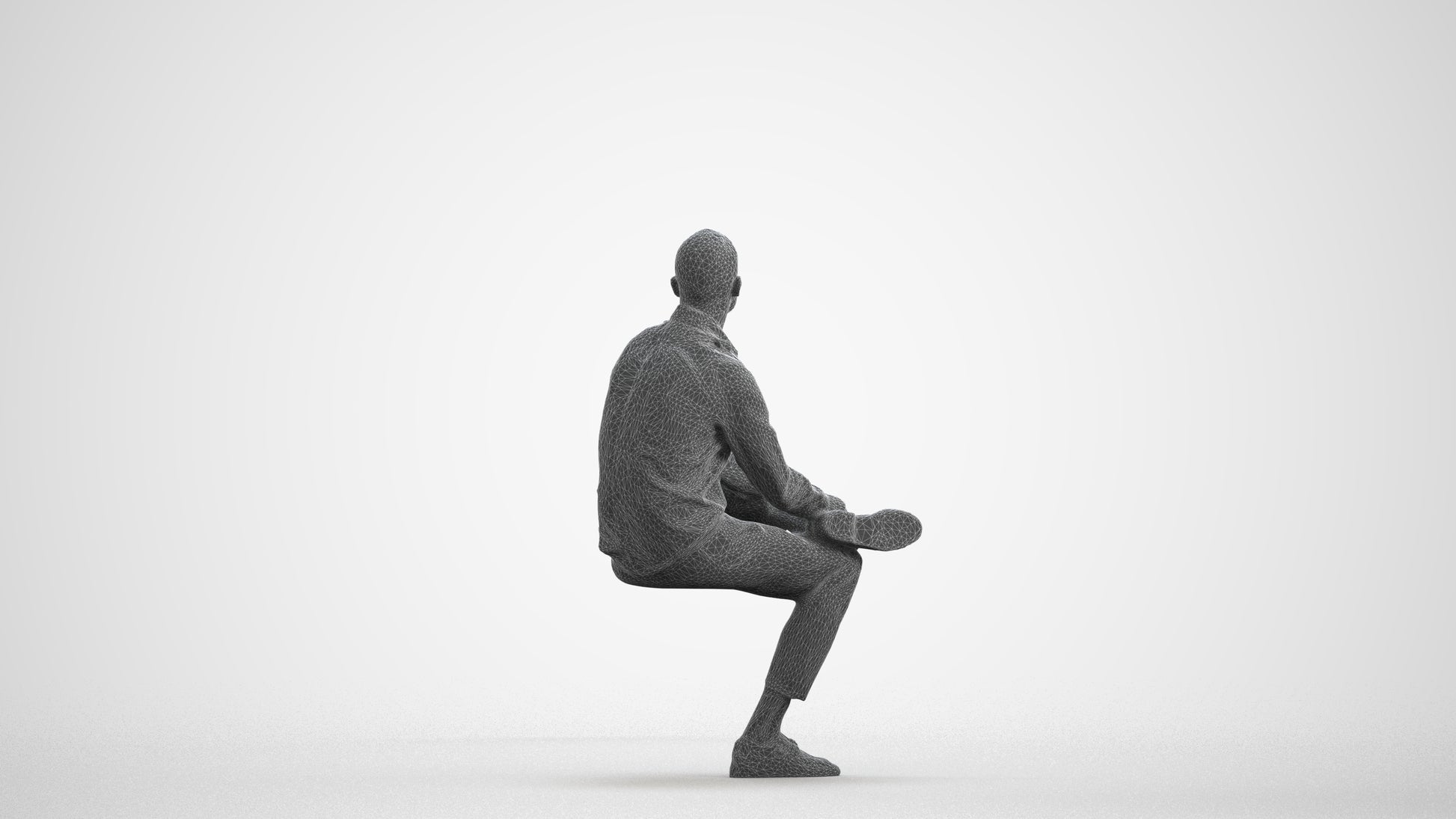 scanned 3D man business, photogrammetry people for Enscape and V-Ray, wireframe front view
