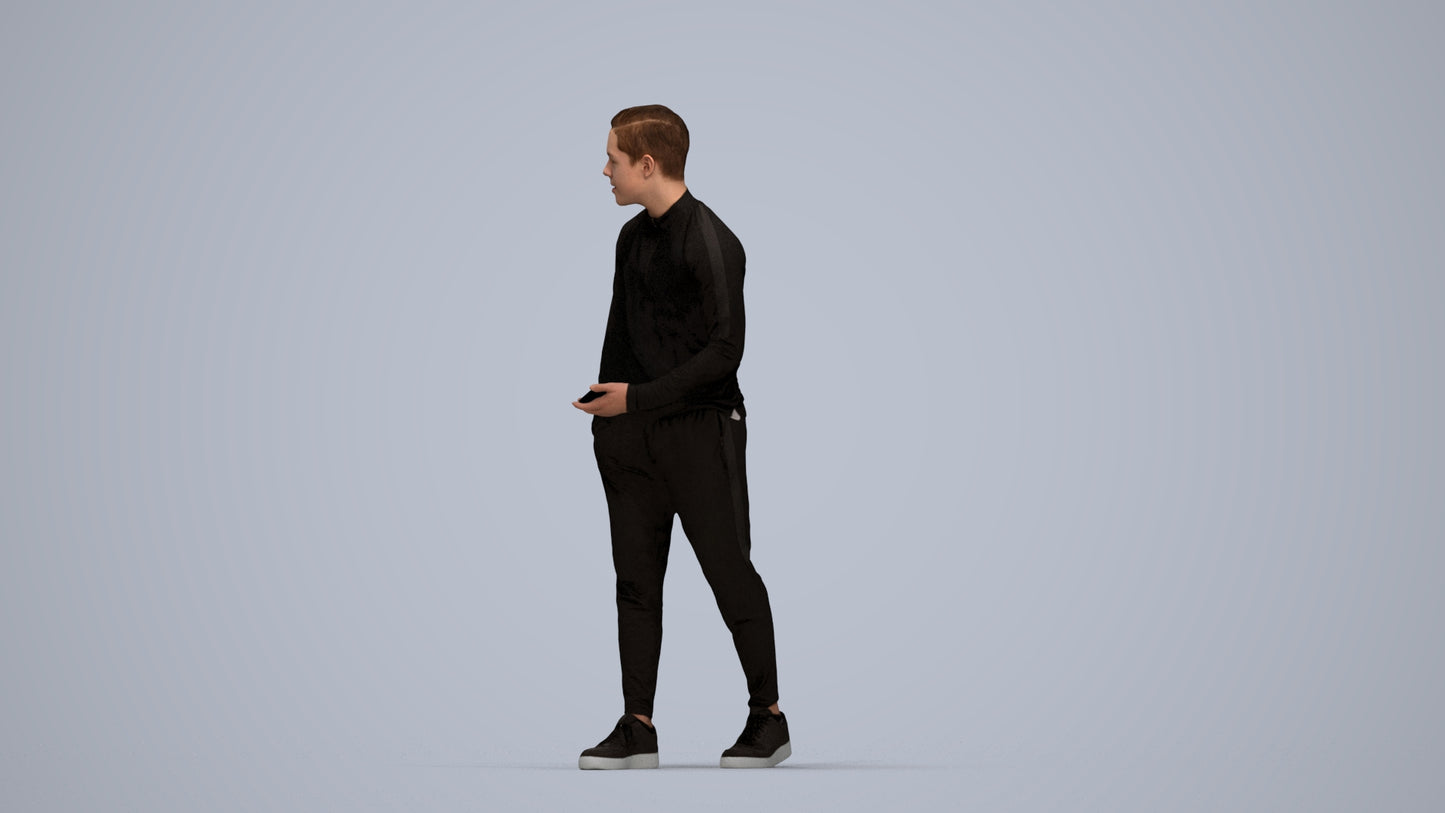 realistic 3D boy casual kids, scanned archviz people for Blender and 3ds Max, top-down view render