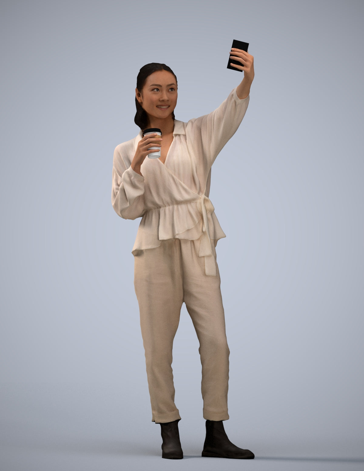scanned 3D woman casual standing, photogrammetry people for Enscape and V-Ray
