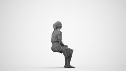 realistic 3D human girl kids, archviz people FBX OBJ for Blender, wireframe side view