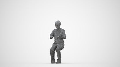 realistic 3D human senior woman medical, archviz people FBX OBJ for Blender, wireframe back view