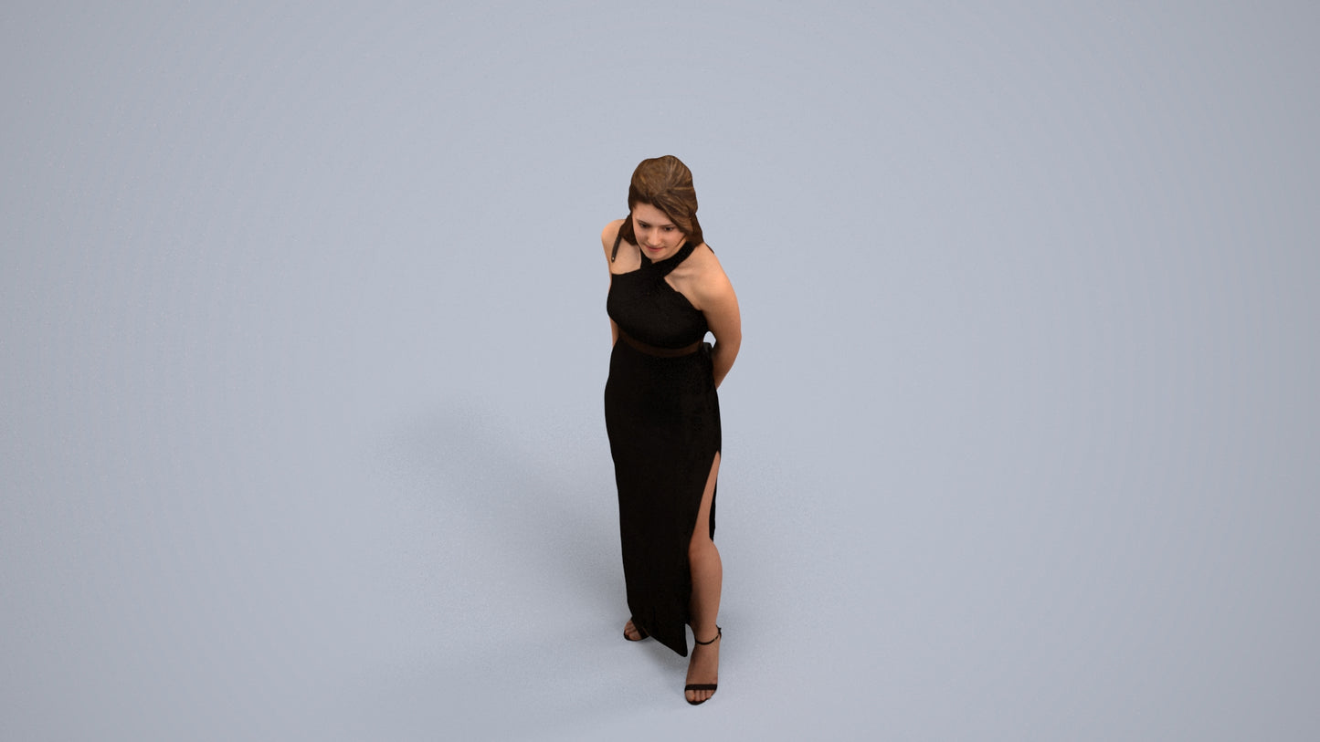 3D scanned woman formalaffairs formal, photorealistic archviz people for Enscape and SketchUp, back view render
