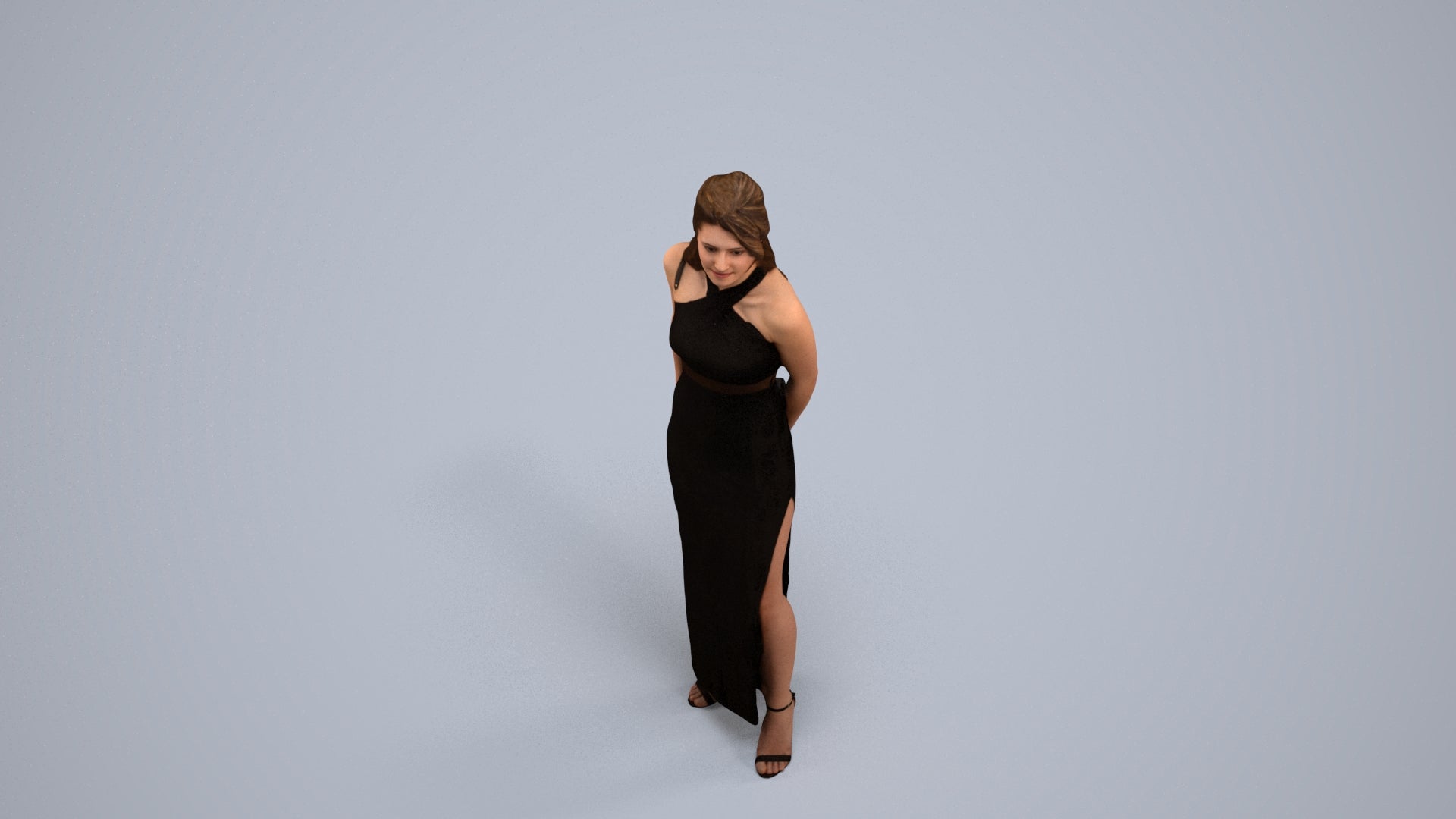 3D scanned woman formalaffairs formal, photorealistic archviz people for Enscape and SketchUp, back view render