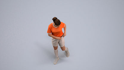 3D human model woman sport, photogrammetry scanned person for archviz, back view render