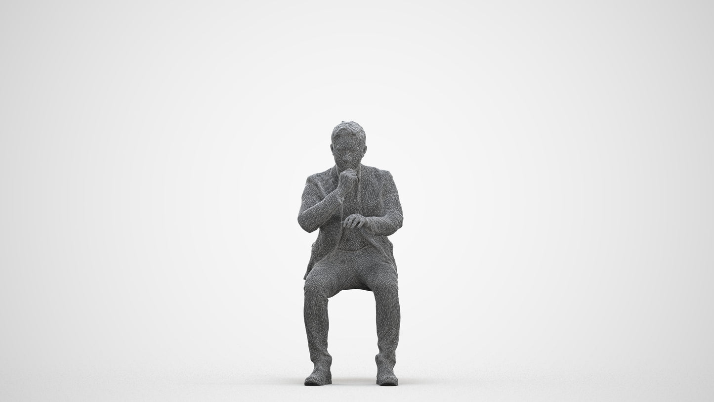 3D people model man business, scanned human for 3ds Max rendering, three-quarter front view render