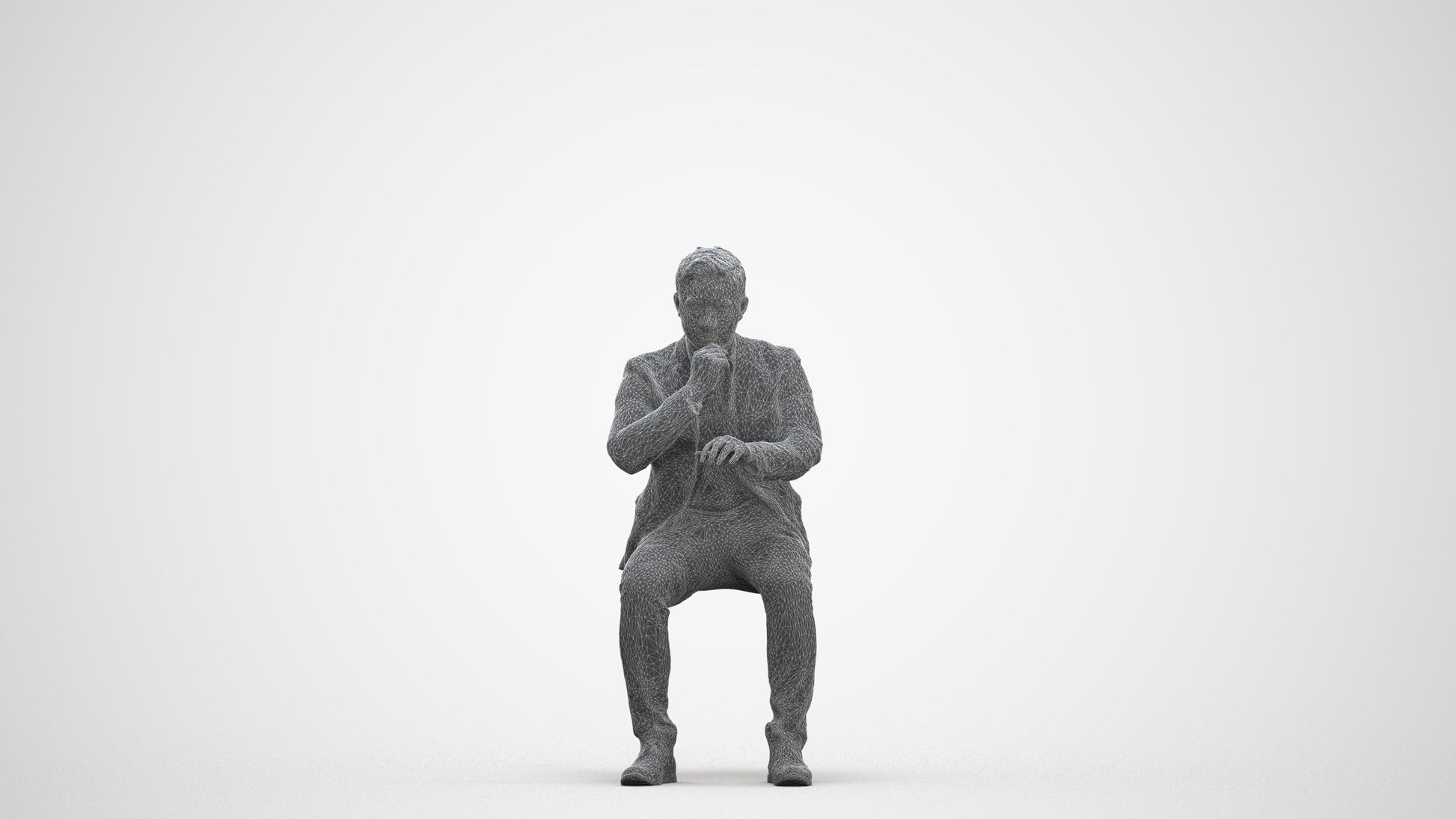 3D people model man business, scanned human for 3ds Max rendering, three-quarter front view render