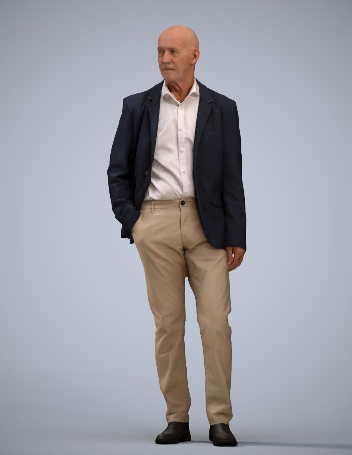 3D scanned senior man business, photorealistic archviz people for Enscape and SketchUp