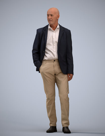 3D scanned senior man business, photorealistic archviz people for Enscape and SketchUp