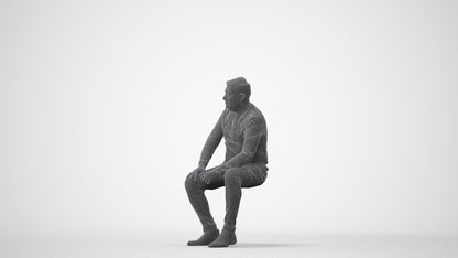 3D people model man casual sitting, scanned human for 3ds Max rendering, square thumbnail