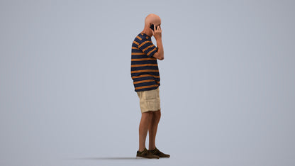 photogrammetry 3D senior man casual standing, realistic human model archviz FBX, side view render