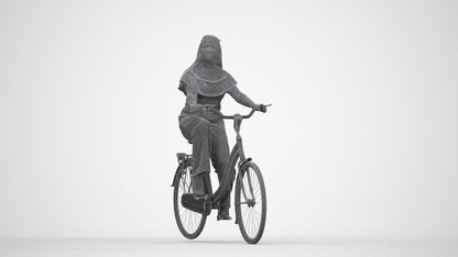 photogrammetry 3D woman casual cycling, realistic human model archviz FBX, wireframe back view