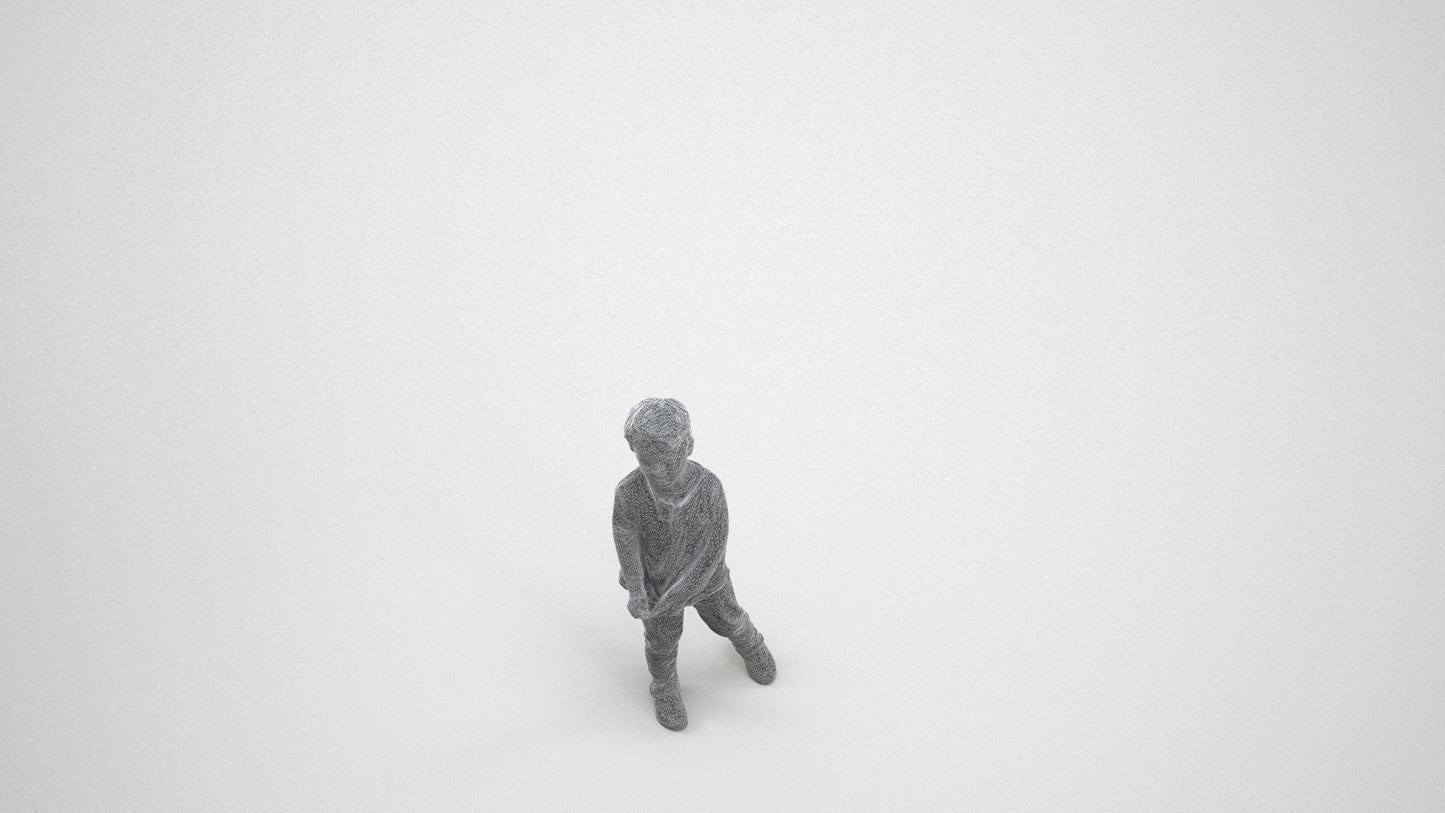 3D people model boy casual kids, scanned human for 3ds Max rendering, wireframe three-quarter view
