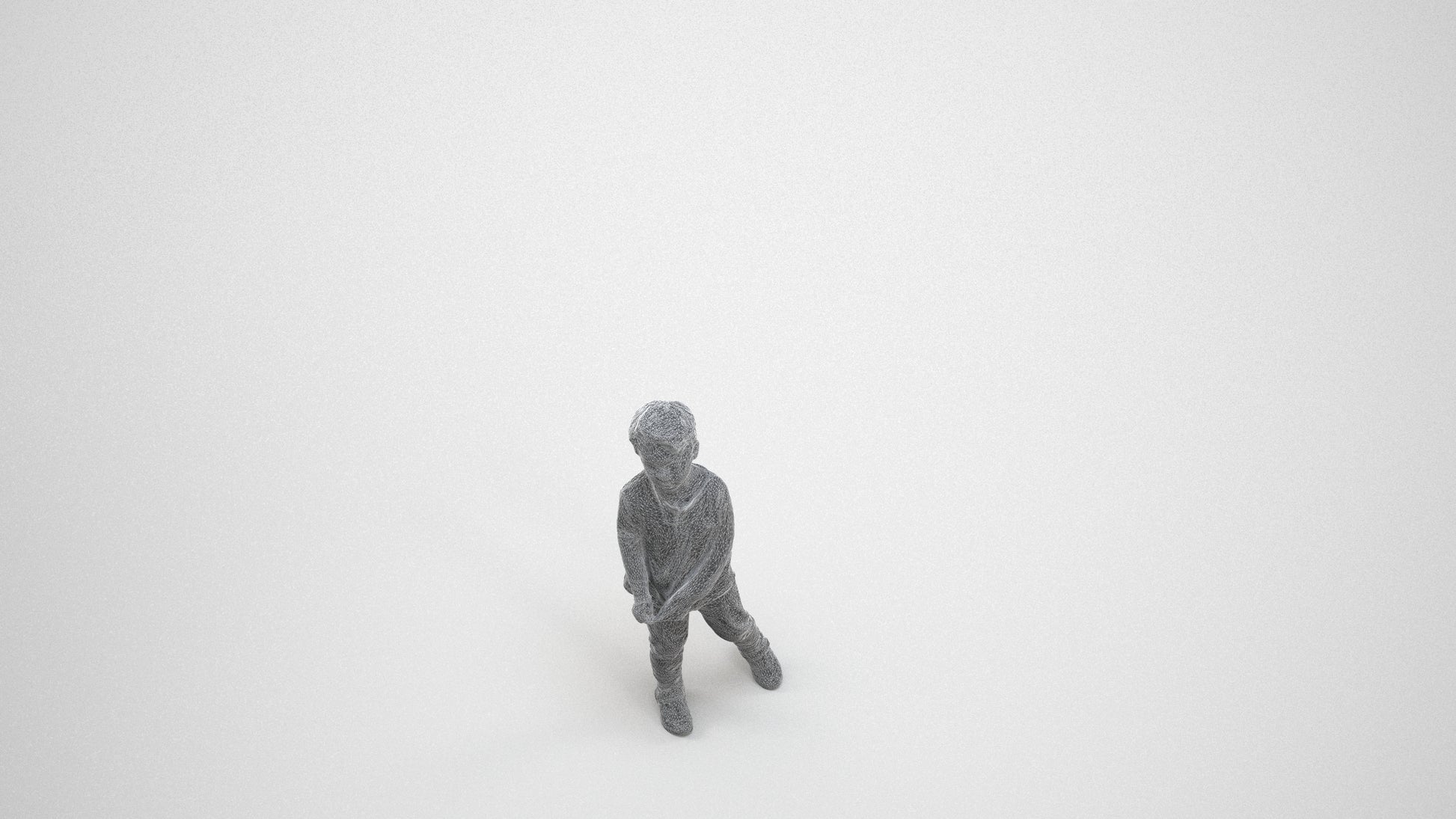 3D people model boy casual kids, scanned human for 3ds Max rendering, wireframe three-quarter view