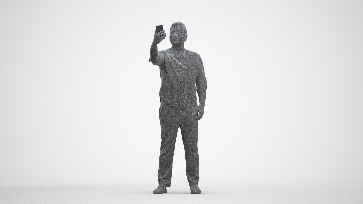 scanned 3D man casual standing, photogrammetry people for Enscape and V-Ray, three-quarter front view render
