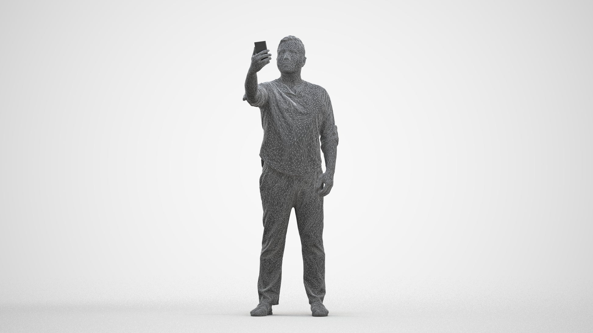 scanned 3D man casual standing, photogrammetry people for Enscape and V-Ray, three-quarter front view render
