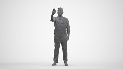 scanned 3D man casual standing, photogrammetry people for Enscape and V-Ray, three-quarter front view render