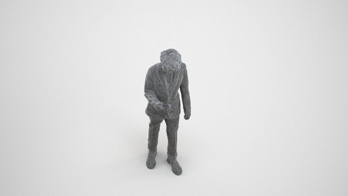 3D human model boy kids, photogrammetry scanned person for archviz, wireframe three-quarter view