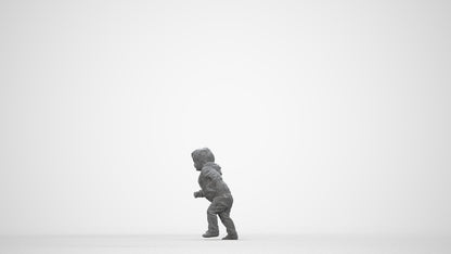 realistic 3D human boy casual kids, archviz people FBX OBJ for Blender, wireframe back view