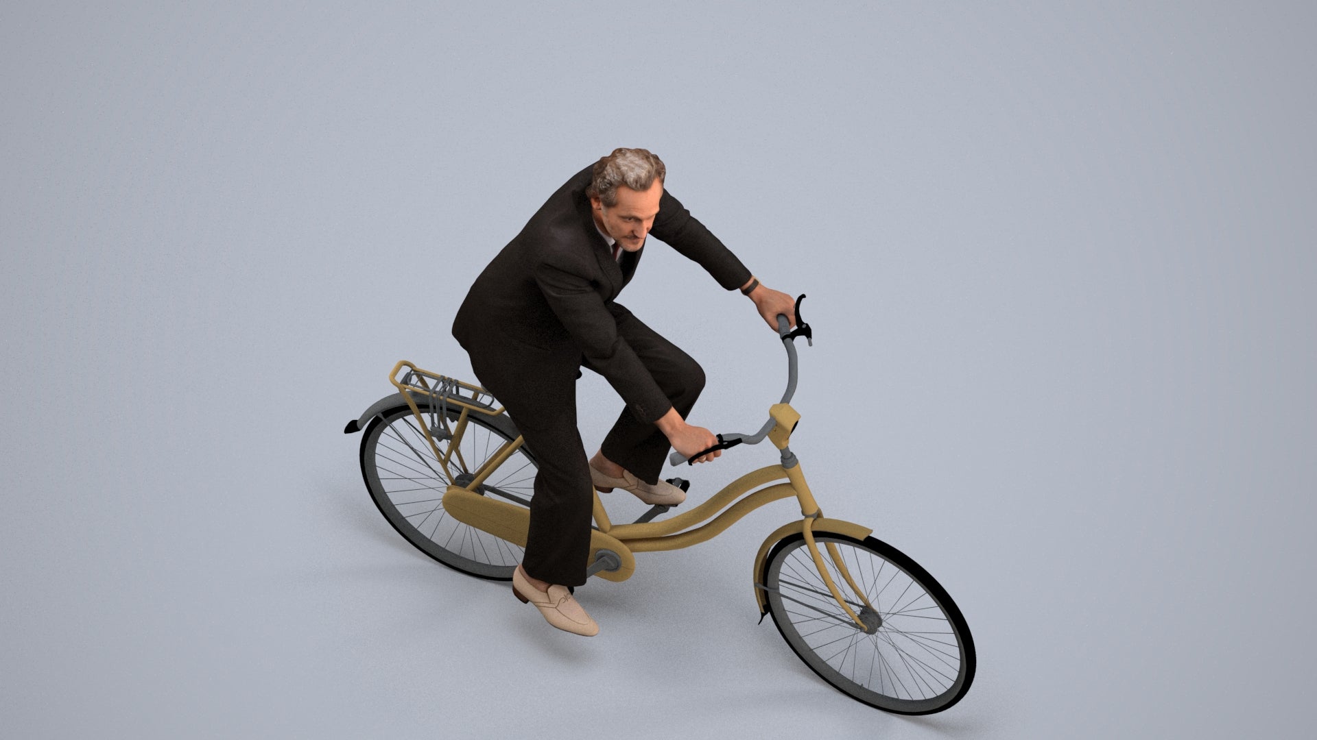 realistic 3D people man business cycling, render-ready for V-Ray and Corona, FBX OBJ, back view render