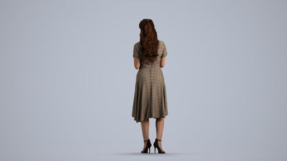 photogrammetry 3D woman casual standing, realistic human model archviz FBX, front view render