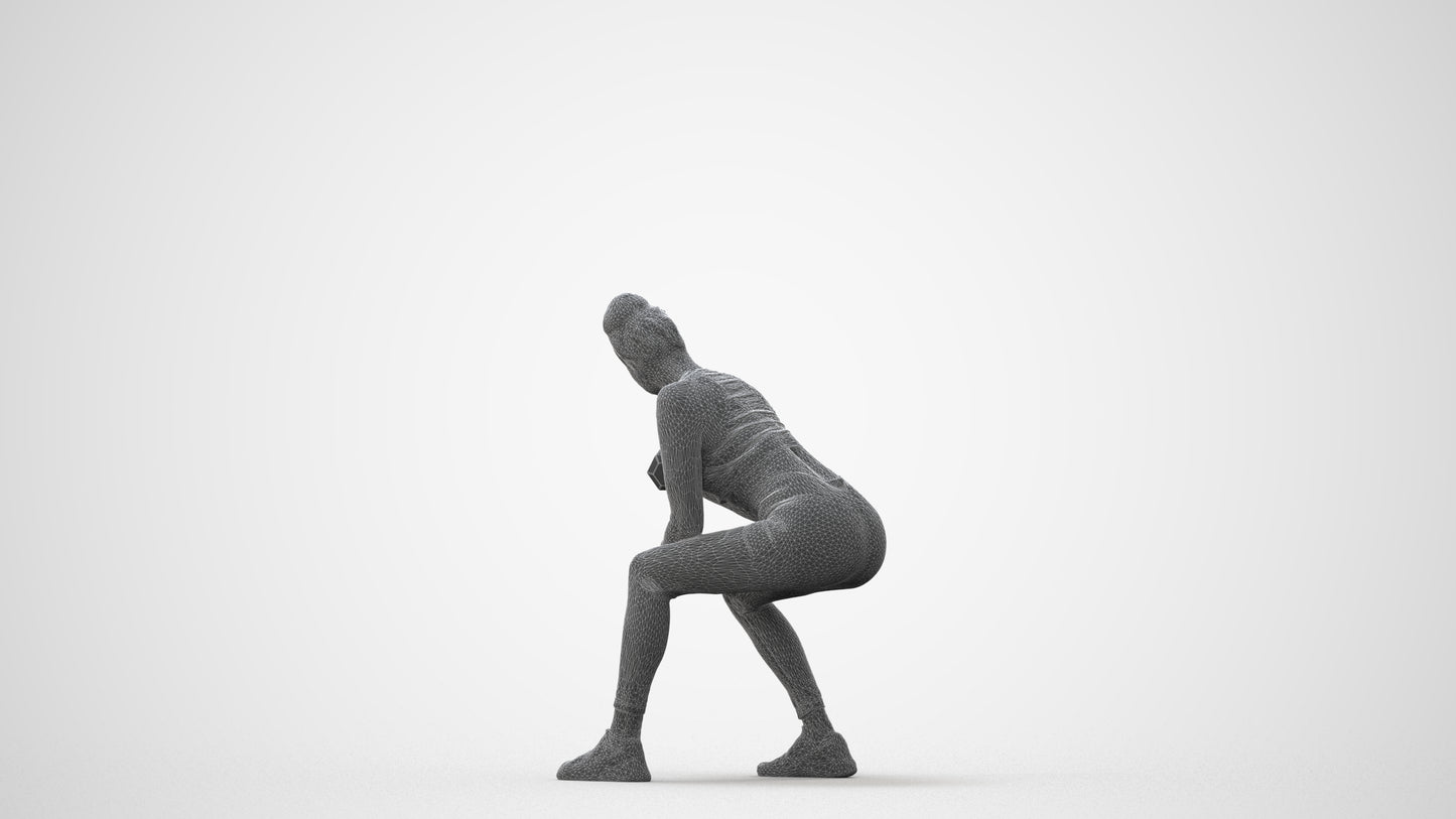 realistic 3D human woman sport, archviz people FBX OBJ for Blender, square thumbnail