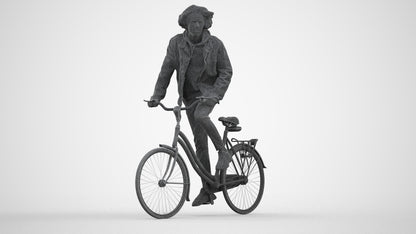 realistic 3D human man casual cycling, archviz people FBX OBJ for Blender, three-quarter front view render