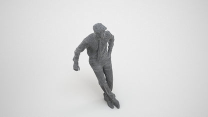 realistic 3D human man business, archviz people FBX OBJ for Blender, wireframe three-quarter view