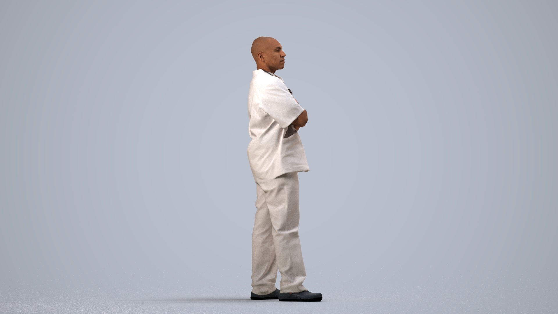 scanned 3D man medical, photogrammetry people for Enscape and V-Ray, side view render