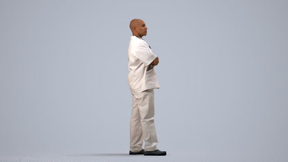 scanned 3D man medical, photogrammetry people for Enscape and V-Ray, side view render