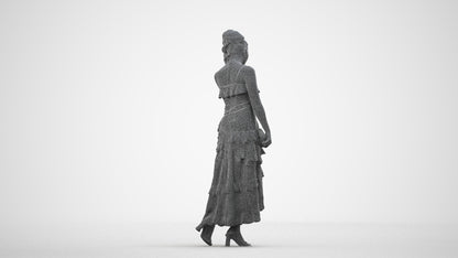 3D scanned woman formalaffairs formal, photorealistic archviz people for Enscape and SketchUp, wireframe side view