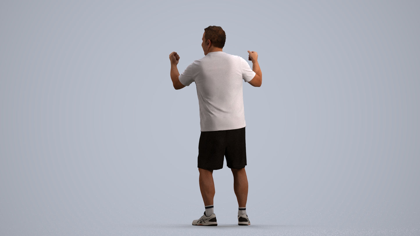 photogrammetry 3D man sport, realistic human model archviz FBX, front view render