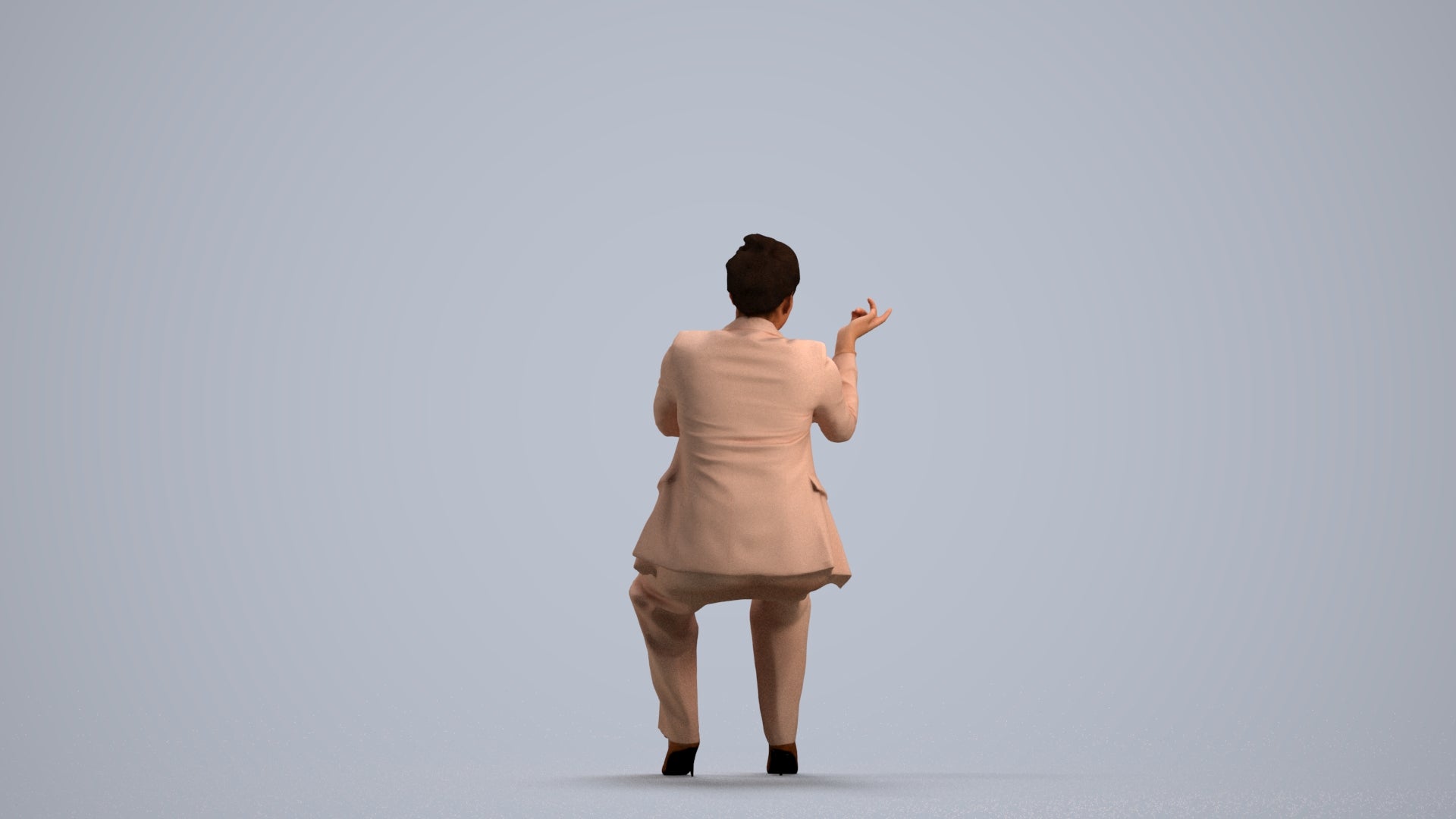 3D people model woman business, scanned human for 3ds Max rendering, front view render