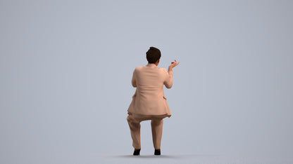 3D people model woman business, scanned human for 3ds Max rendering, front view render